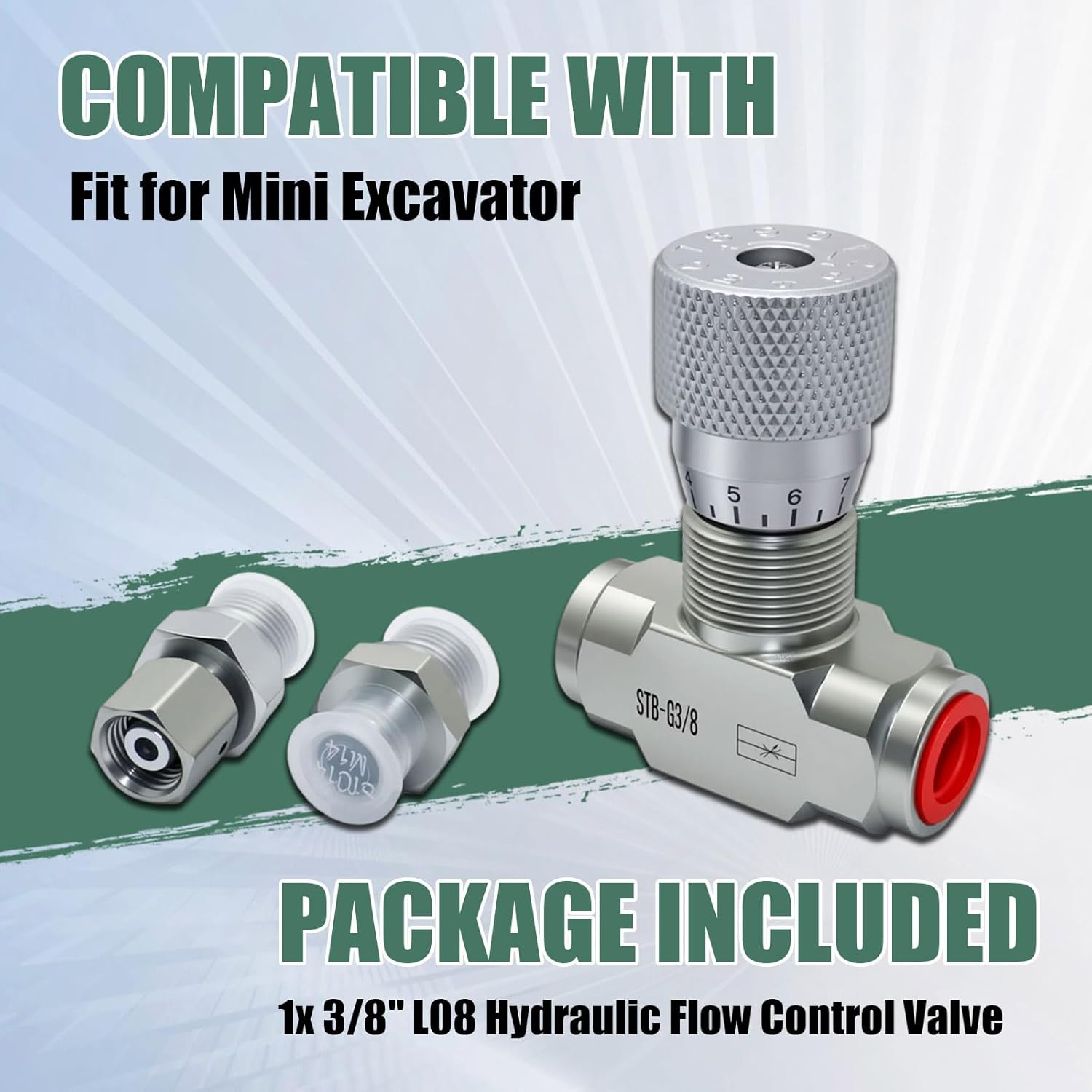 3/8" L08 Hydraulic Flow Control Valve Fit for Mini Excavator Replace for STB-G3/8