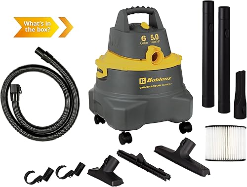 Miniatura 29 de Koblenz Aspiradora en seco y húmedo para contratistas, aspiradora para lugares de trabajo, 9.0 galones/5.5 HP potente aspiradora para suciedad seca