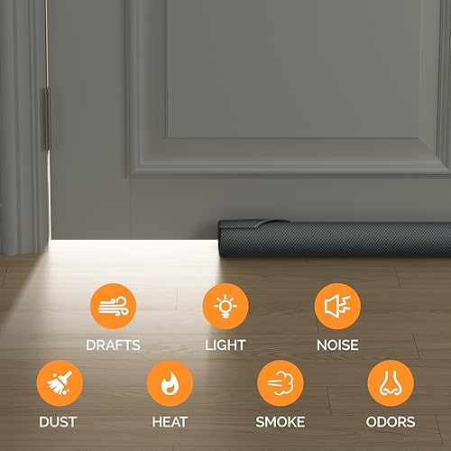 Miniatura 5 de fowong Tope de puerta ajustable de 36 pulgadas para parte inferior de puertas, 30 a 36 pulgadas, insonorización, bloqueador de ruido, espacio de