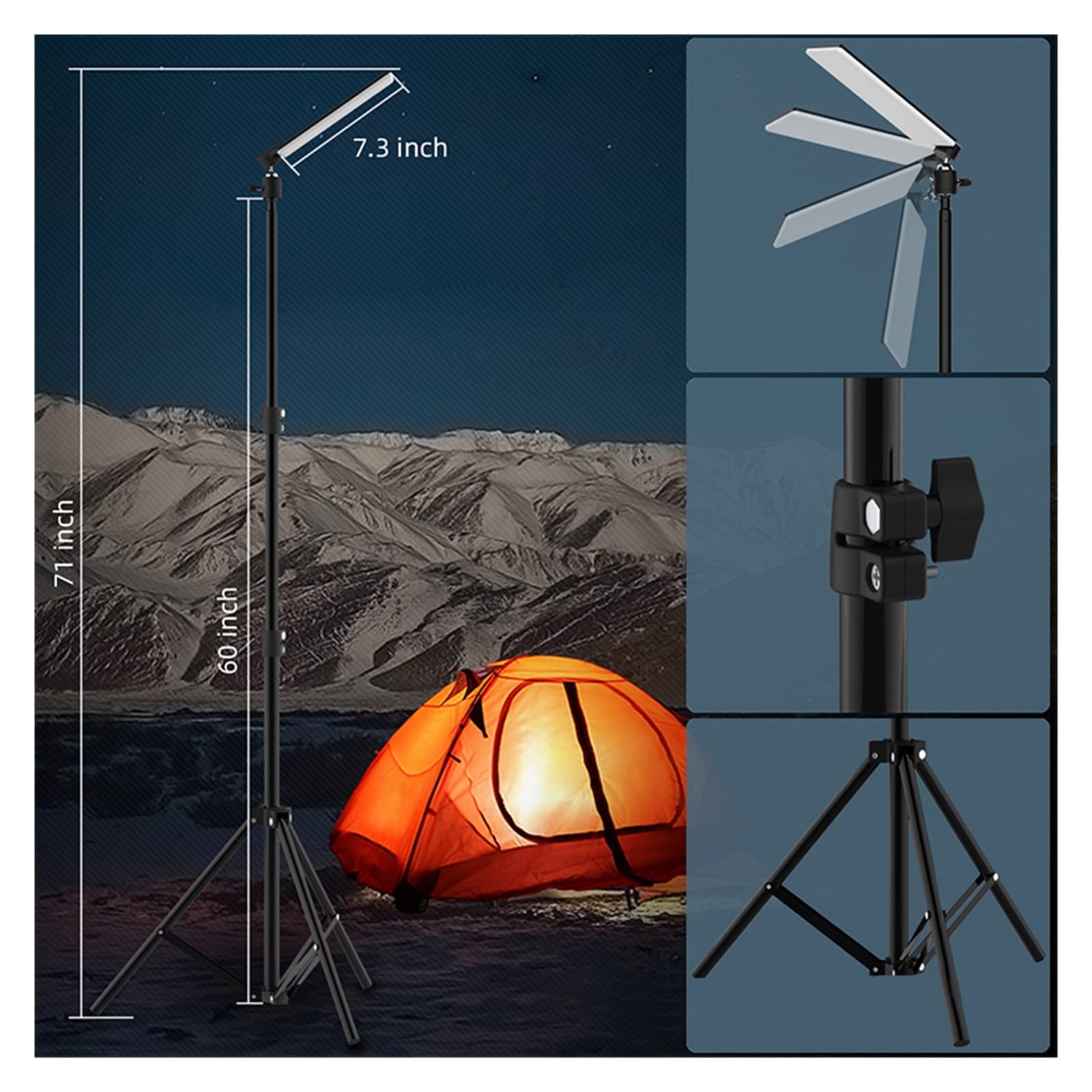Solarna lampa uliczna, Składana zewnętrzna przenośna latarnia kempingowa LED z regulowanym statywem do grillowania na świeżym powietrzu Camping Piknik Lampa oświetleniowa na żywo na ulice