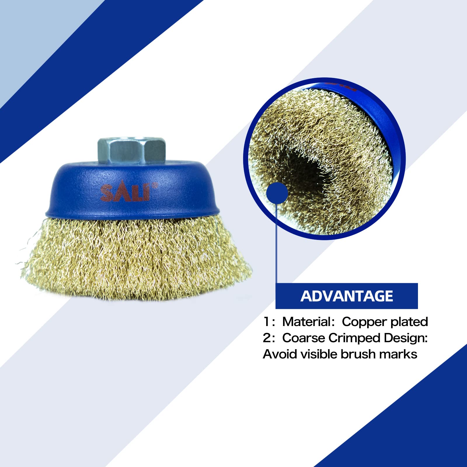 SALI Paquete de 18 cepillos de alambre para tazas, cepillo grueso de 4 pulgadas para amoladoras, con eje de 5/8 pulgadas -11 para limpieza pesada, óxido, pelado y abrasivo, para amoladora angular