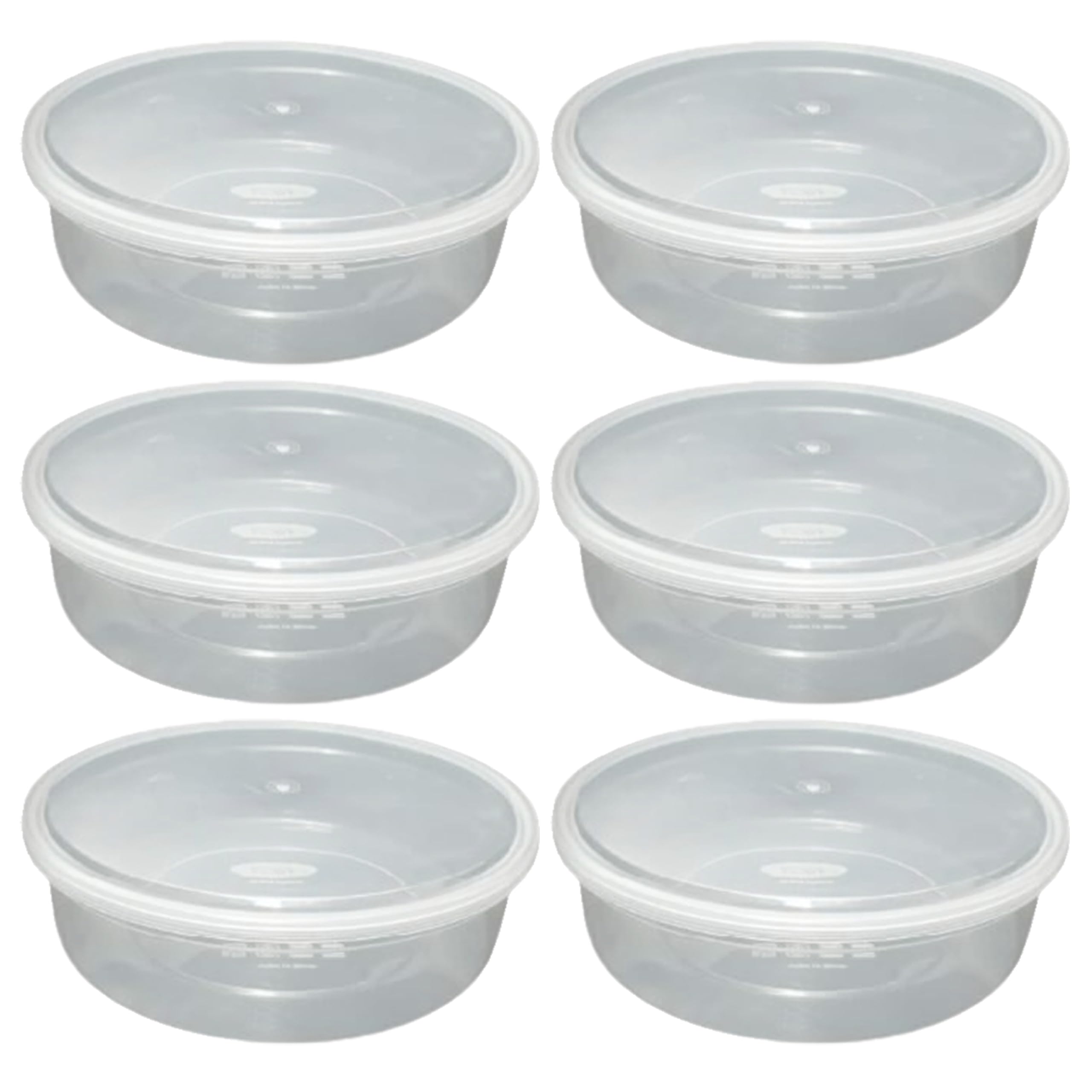 Eason Bros - Pack of 6 Large Round Food Storage Containers with Secure Seal Lids | BPA-Free Plastic Meal Prep Tubs | Stackable, Freezer, Dishwasher & Microwave Safe Kitchen Containers (2l Litre) — image 1