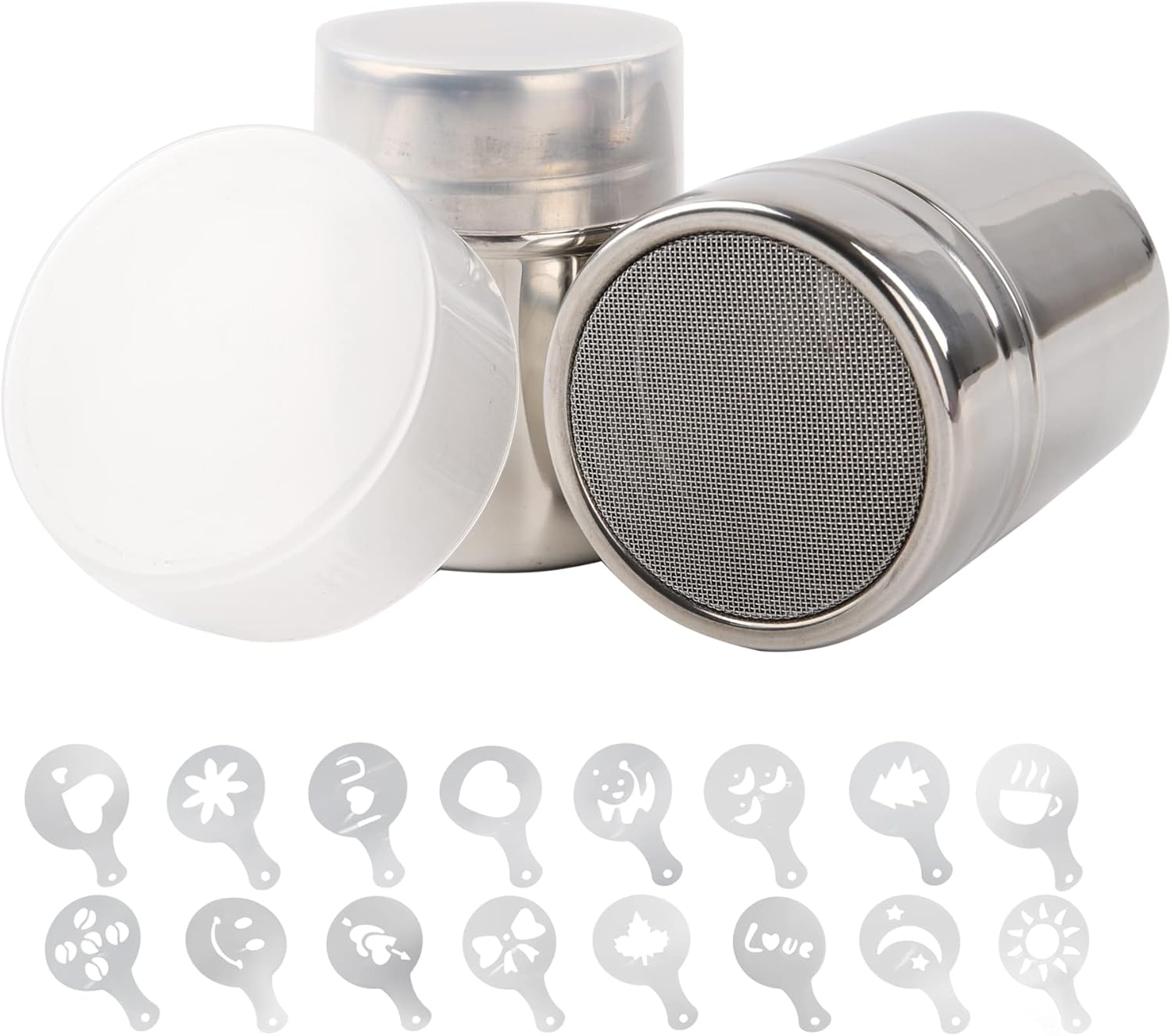 Powder Sugar Shaker, 2 Pack Powdered Sugar Duster with Lid