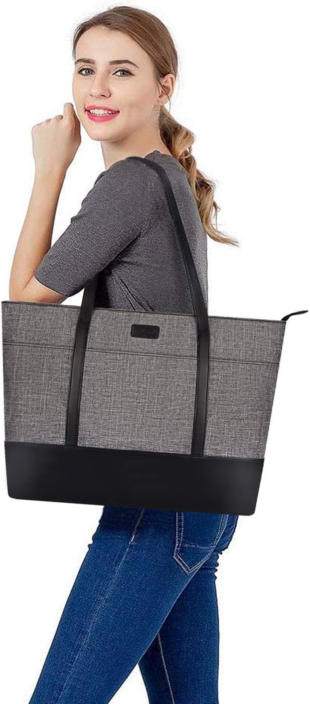 Flаѕh Dеаlѕ - 80% оƒƒ MOSISO Laptop Tote Bag (17-17.3 inch), Laptop Bag for Women, Office Work Bags for Women, Durable Polyester PU Leather Lightweight Business Travel School Bag with Front 3 Pockets