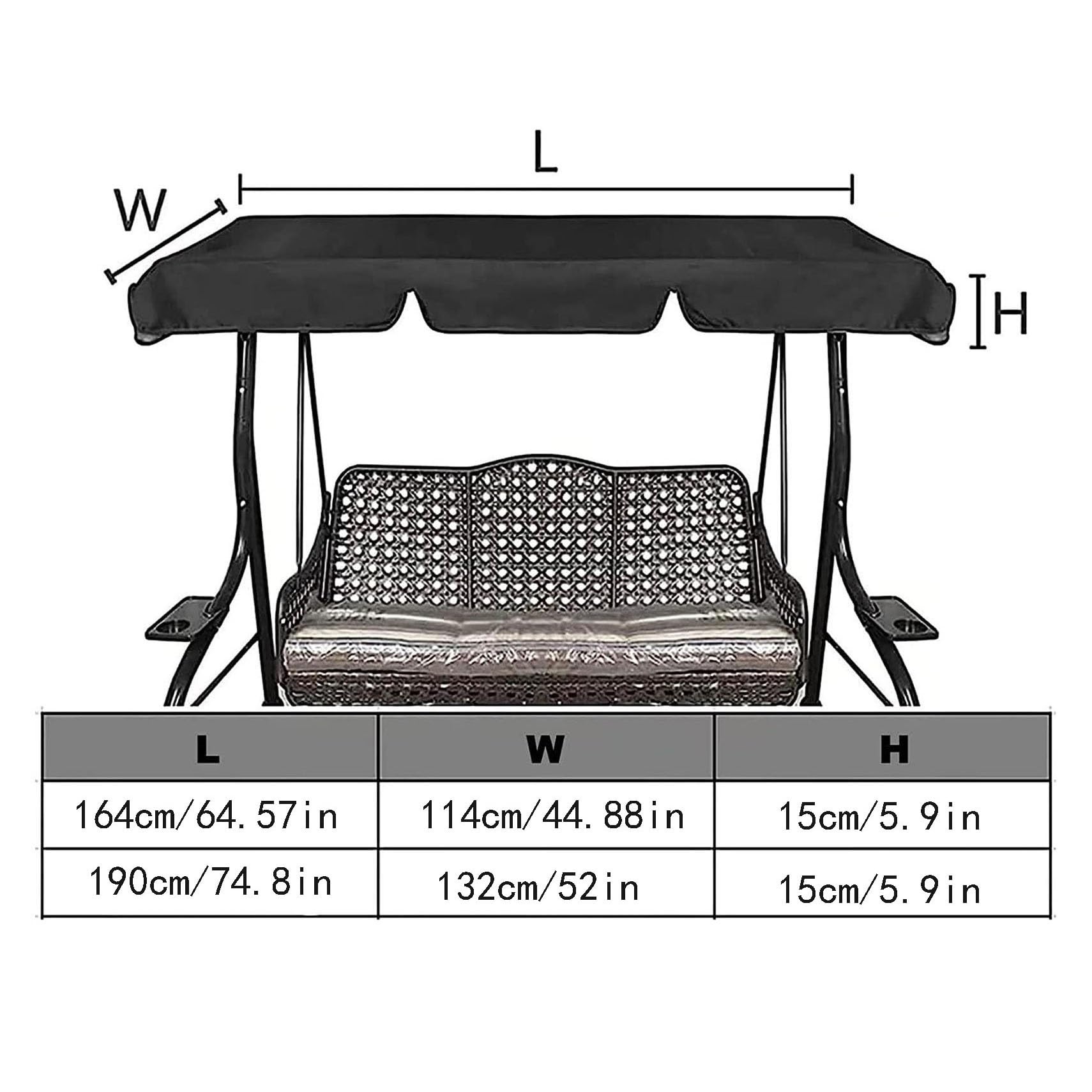 Sostituzione Del Tettuccio Dell'altalena, Copertura Superiore Oscillante Anti-UV Impermeabile In Tessuto Oxford 420D, Solo Tettoia Per Patio, Mobili Da Esterno, Altalena, Tettoiac(Red,190*132*15cm)