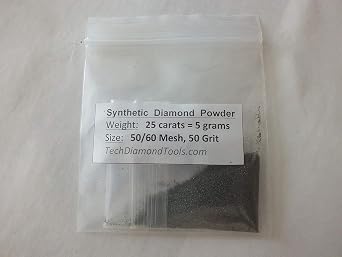 TechDiamondTools Diamond Dust Grinding Powder for Stone Rock Valve Steel Hard Metal Concrete Granite Knife Gun 325/400 to 50/60 mesh 5 Grams 25 carats USA Made Abrasive Powder Crystal dust (50 grit)