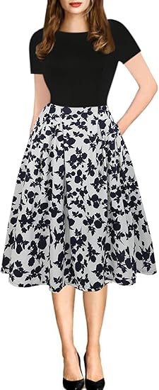 oxiuly Summer Dresses for Women 2024 Party Church Bridesmaid Graduation Work Dress with Pockets