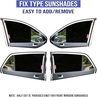 KINGSWAY Accessories Car Sun Shade Z-Black Non Magnetic Fix Type Curtains Only Compatible with Maruti Suzuki Baleno Year 2019 to 2022 All Model, Only Half Cut in Front Window, Car Curtains, Pack of 4