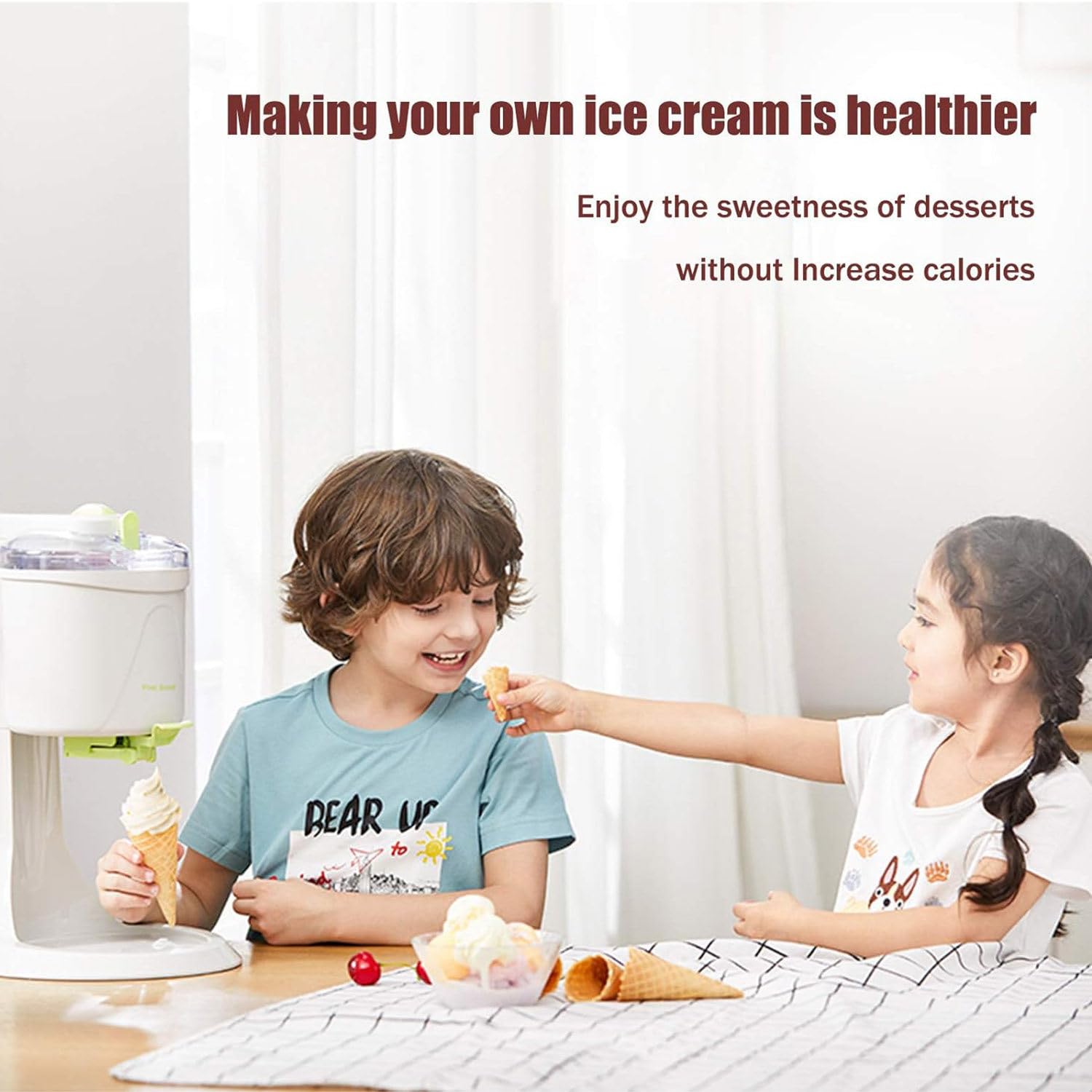 Heladera Con Compresor En Casa Heladera, Máquina Automática De Helado Suave 1L Máquina De Helado De Gran Capacidad Para Yogur Helado, Sorbete, Incluidas Recetas Recipiente De Helado Extraíble