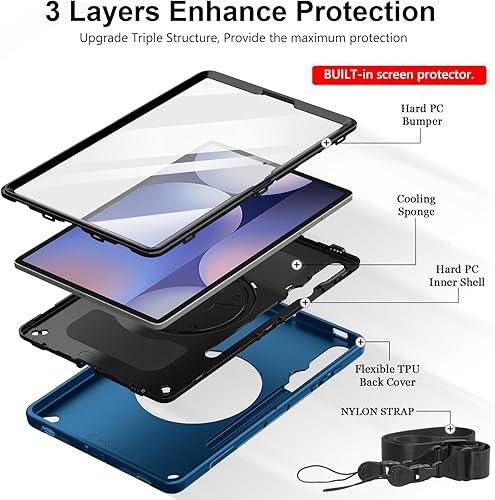 Vista 44 de Funda para Galaxy Tab S10 Ultra/S9 Ultra/S8 Ultra 14.6 INCH: Funda protectora de TPU para Samsung Tablet S9 Ultra/S8 Ultra 14.6" con soporte - Asa