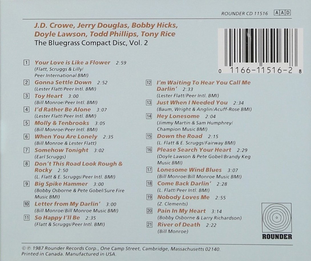 Vol. 2-Bluegrass Compact Disc
