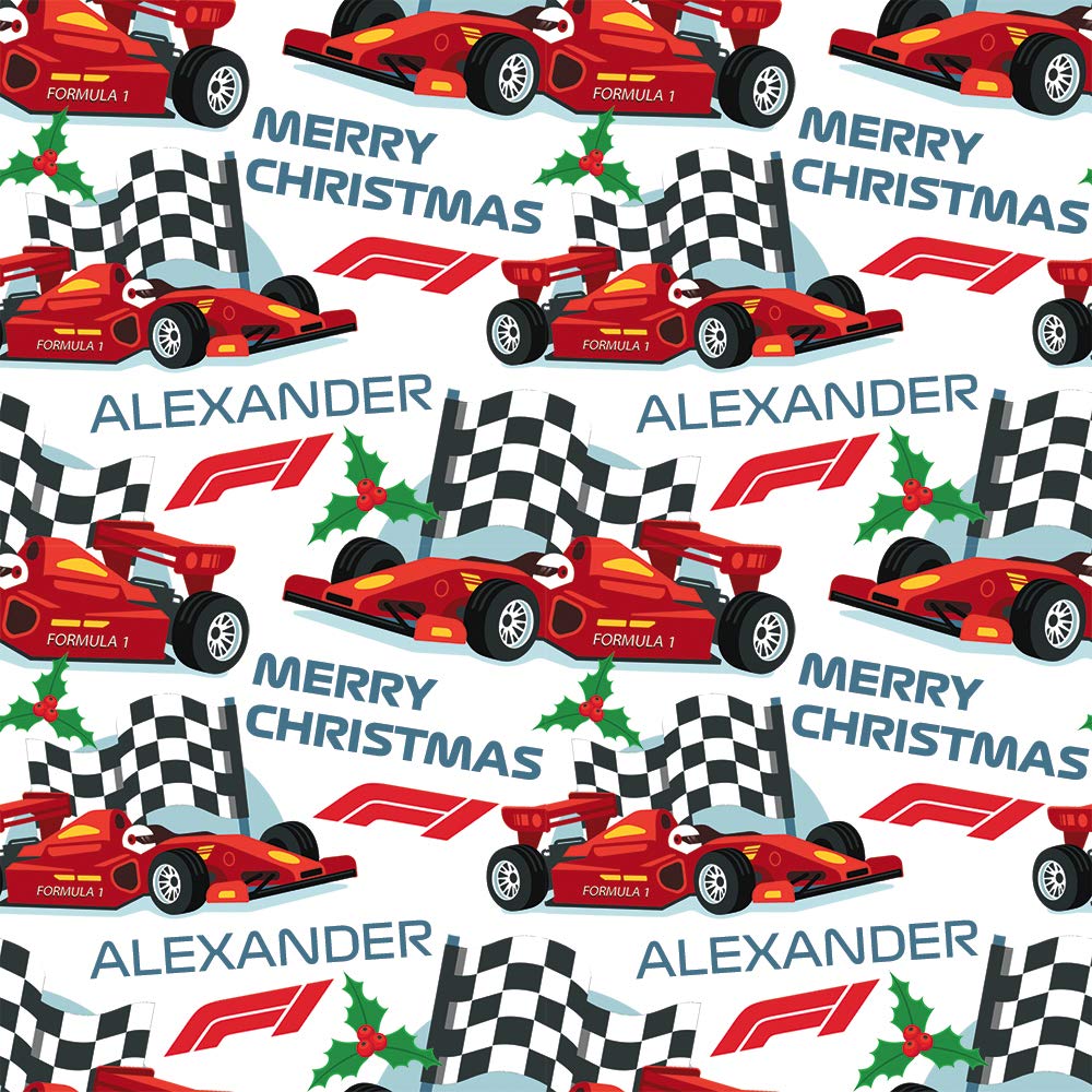 Formula One Personalised Christmas Wrapping Paper with 2 Tags