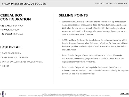 Miniatura 5 de 2020/21 Panini Prizm Premier League Soccer Cereal Box