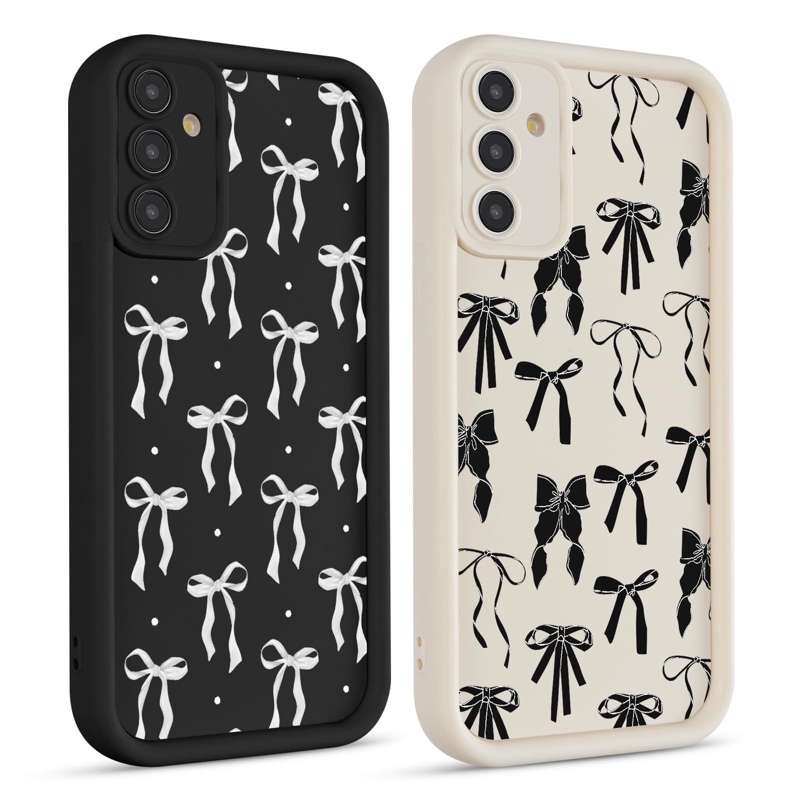 Confezione da 2 custodie per telefono per Samsung Galaxy S24 Plus 5G 6,7 pollici, estetico nastro nero fiocco modello stampa design donne ragazze custodia morbida sottile antiurto TPU