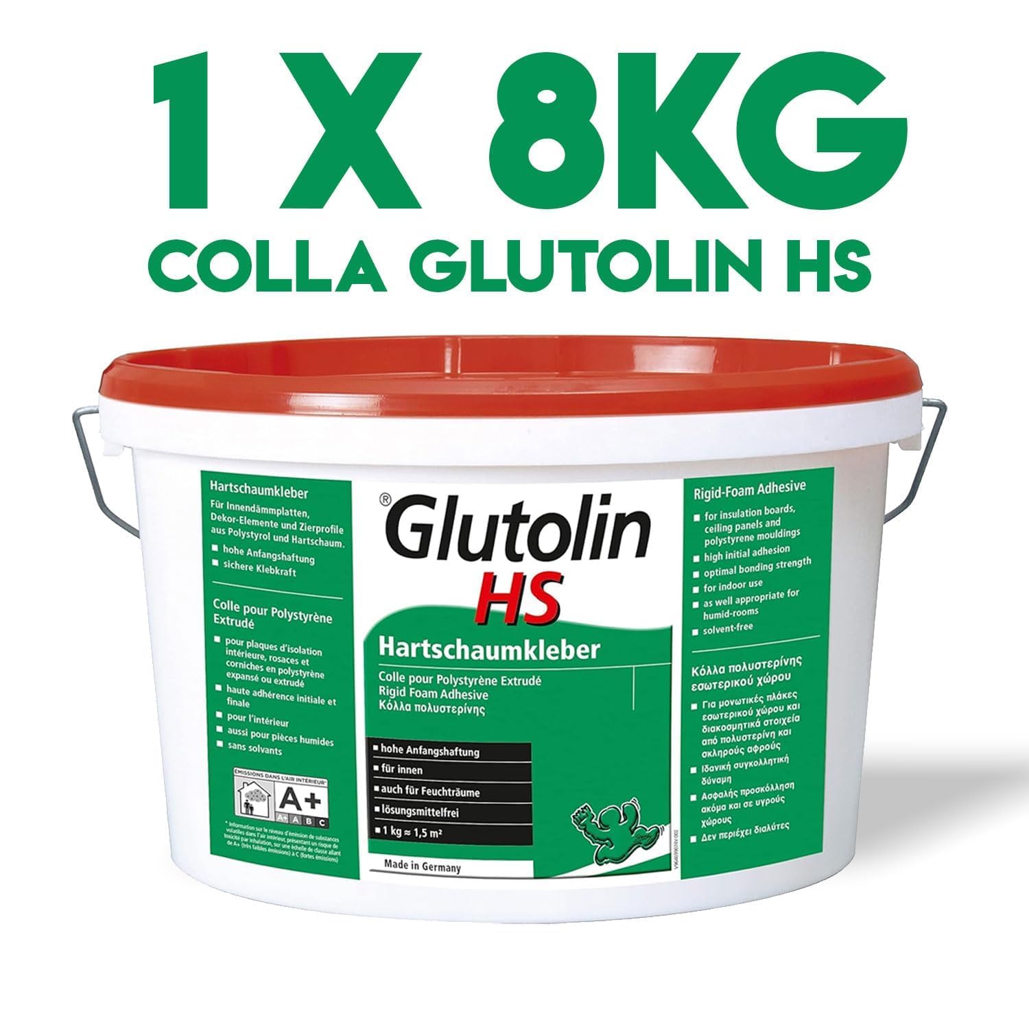 DEPRON Pannelli Isolanti 9 mm (125×80 cm) – Confezione 10 m² + Colla Glutolin 8 kg | Isolamento Termico e Acustico per Pareti e Soffitti | 1 paio di guanti in nitrile HYTAMA TOOLS