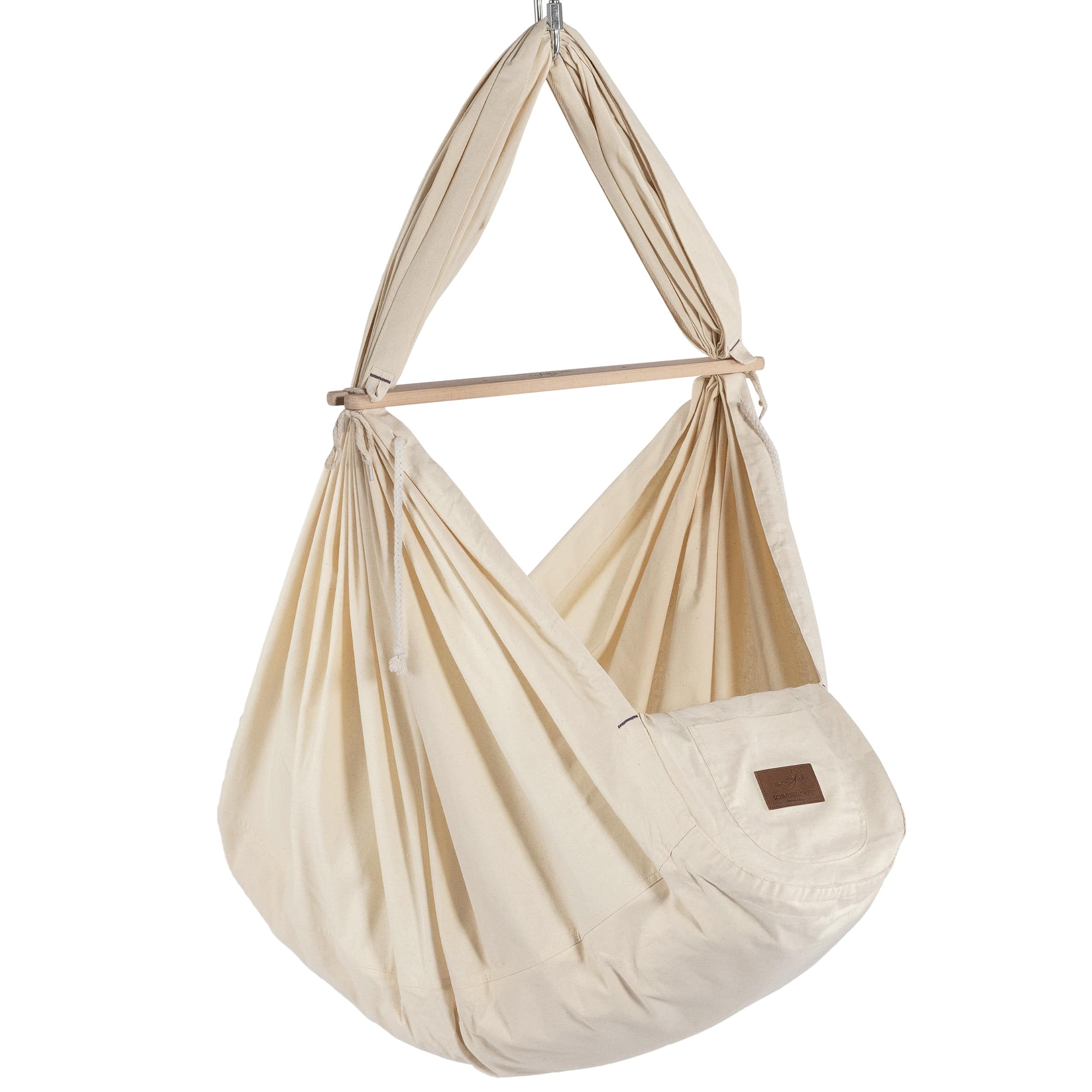 SCHMUSEWOLKE Federwiege Bio mit Tipi Anthrazit und Anthrazit Motor - für Babys ab Geburt bis 15 kg - Federwiegen-Set mit Gestell und Motor - mit Schafwollmatratze