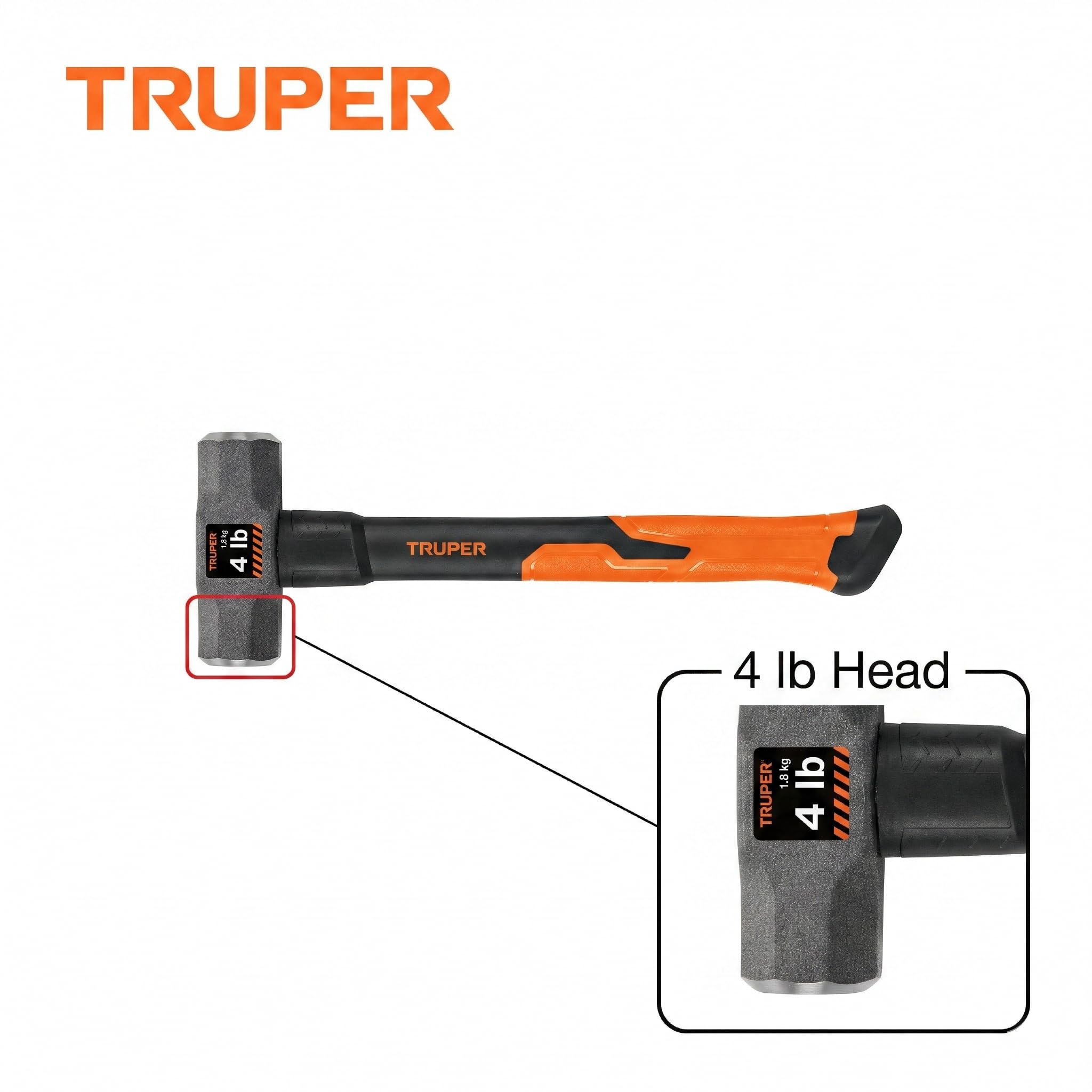 TRUPER MD-3F Marteaux de luge, manche en fibre de verre de 35,6 cm, 1,4 kg