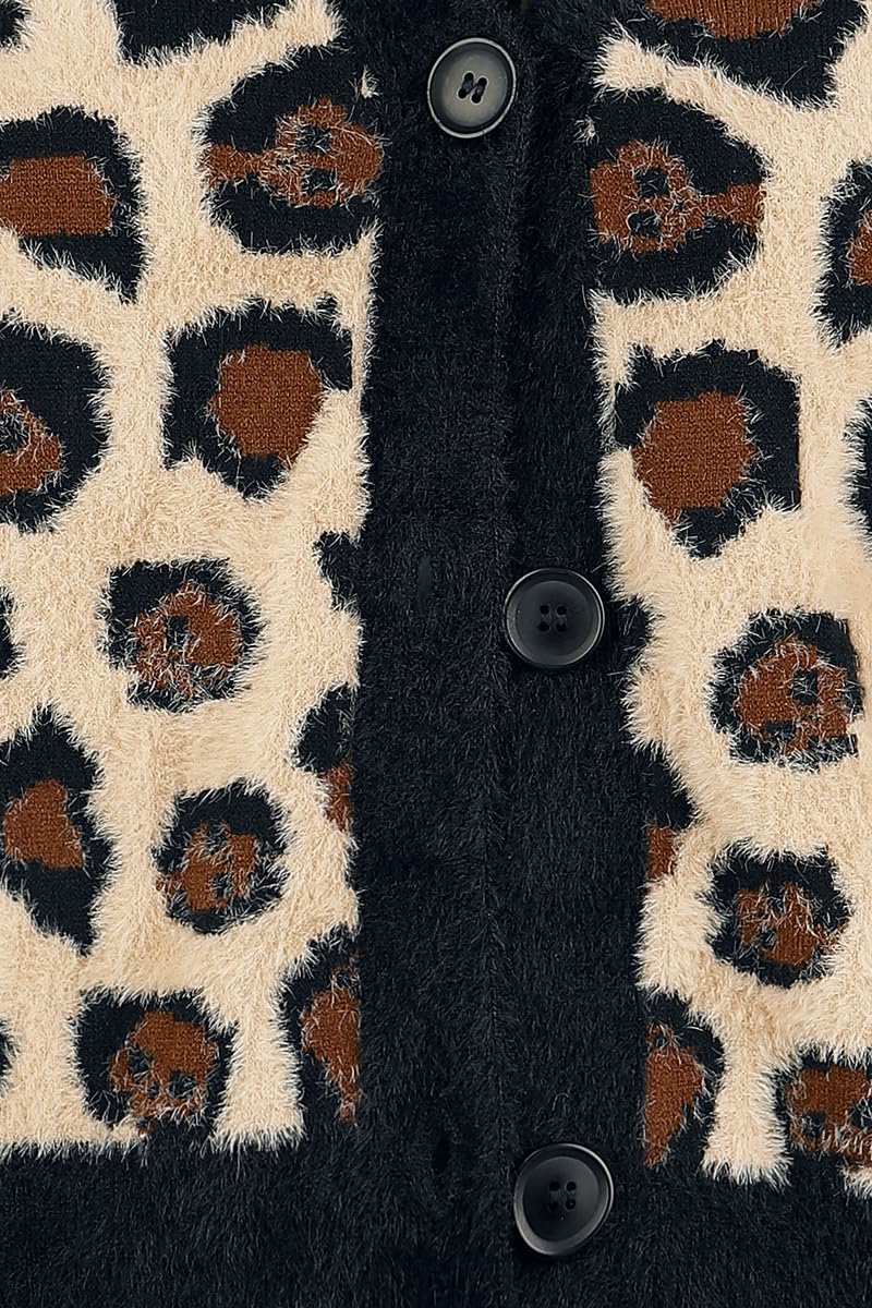 Rock Rebel by EMP Damen schwarz/brauner Cardigan im Leopardenmuster mit weichem Material