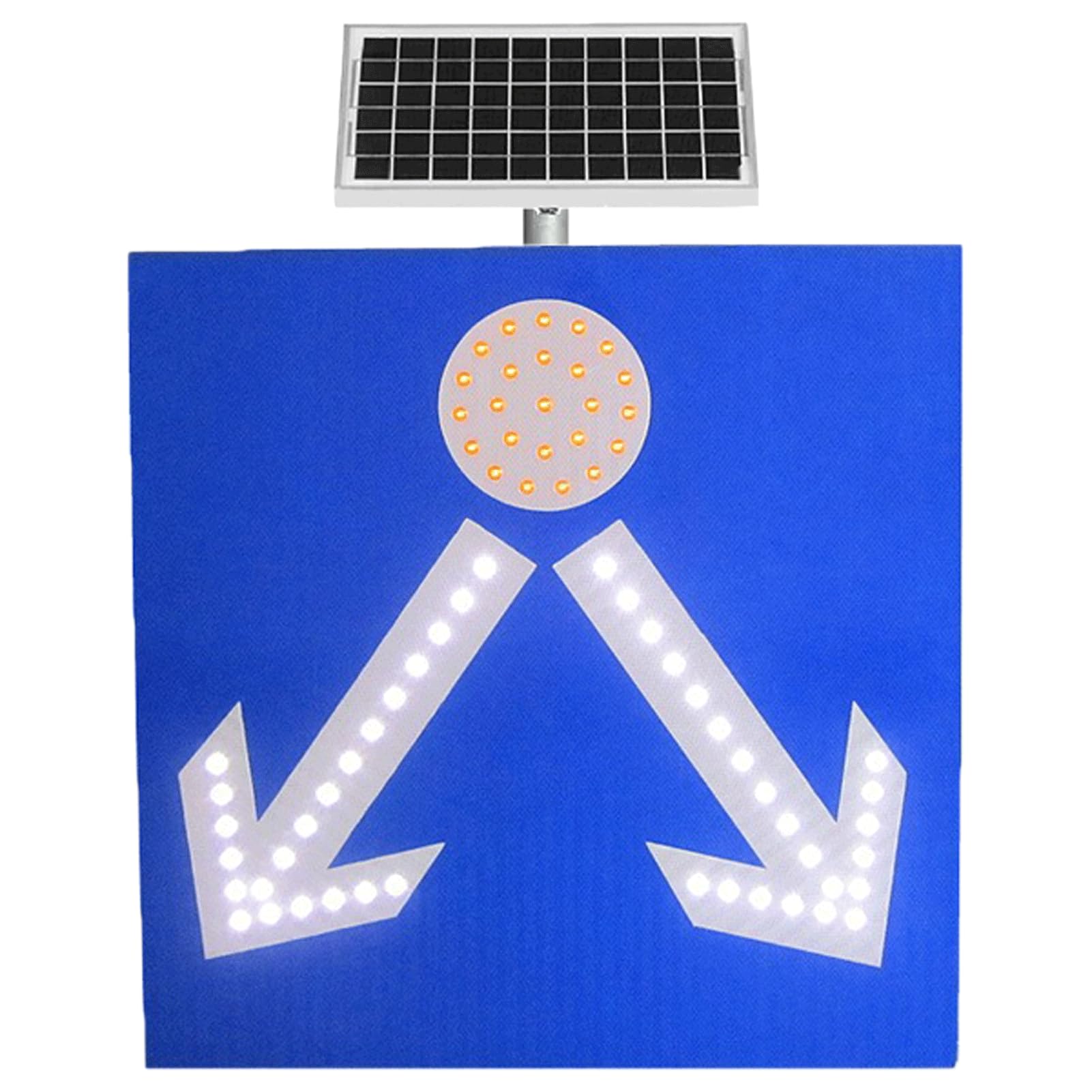 señal de Advertencia de tráfico Vial Intermitente para Uso Exterior con lámpara led y película Reflectante para Alta Visibilidad en Exteriores. Funciona con energía Solar