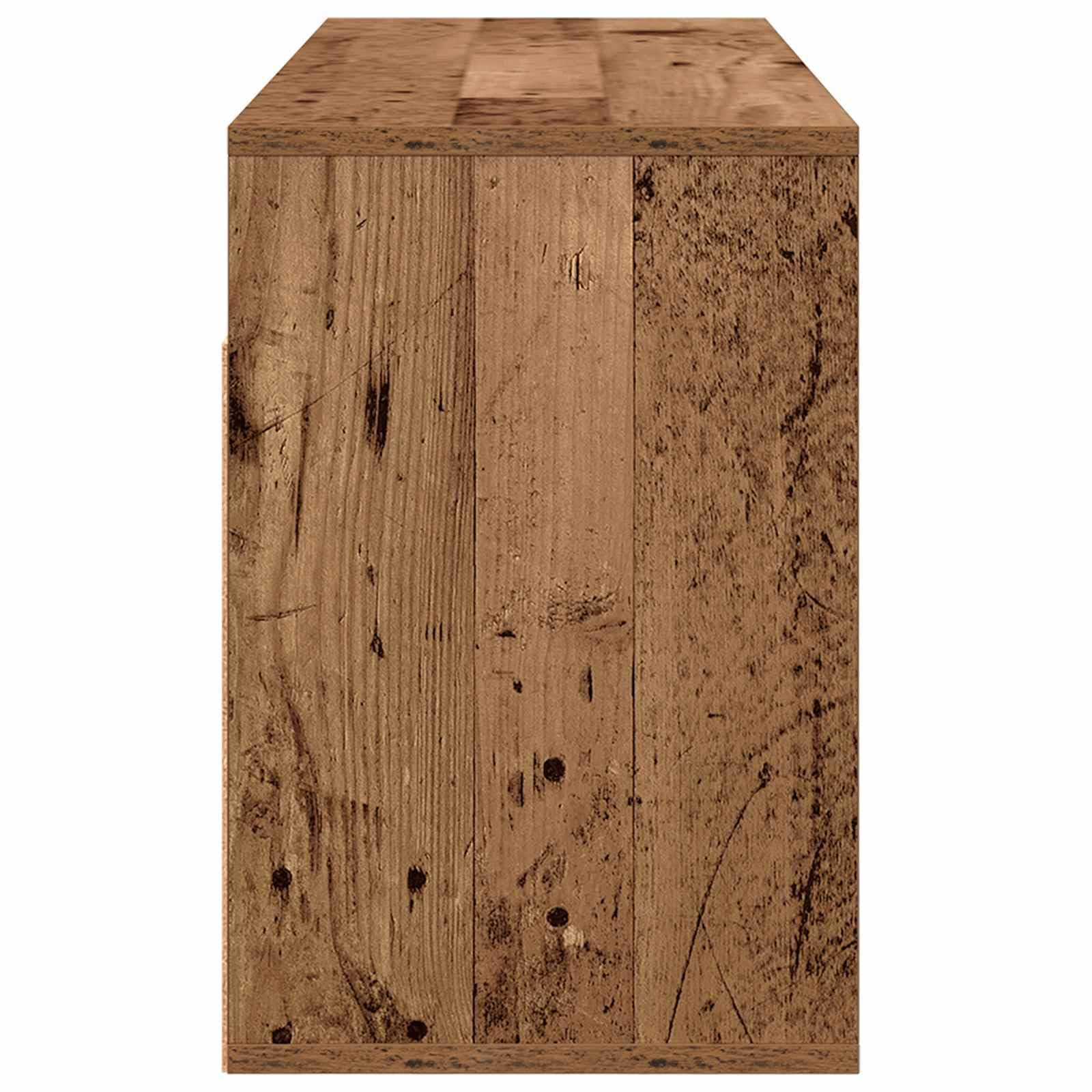 Mobile basso con cassetti, effetto legno anticato, larghezza 102 cm, mobile TV con 3 cassetti e 2 ripiani, credenza per soggiorno, mobile multimediale vintage in legno