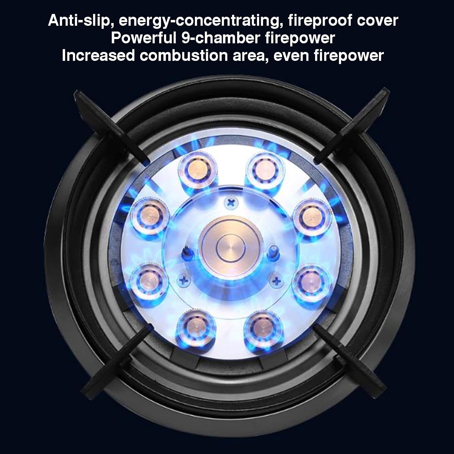 42cm Portable Gas Stove, Cooker 1 Burner,5.2KW 9-cavity Cooktop,with Flame Failure Protection and Tempered Glass Panel,for Home Outdoor(NG)