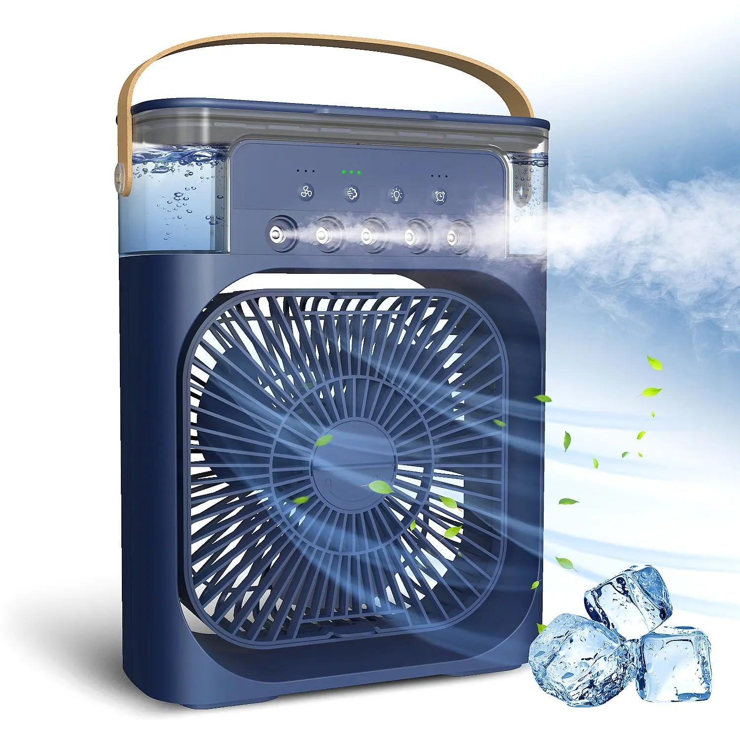 Exxelo (𝗦𝗽𝗲𝗰𝗶𝗮𝗹 𝟭𝟬 𝗬𝗲𝗮𝗿𝘀 𝗪𝗮𝗿𝗿𝗮𝗻𝘁𝘆) Mini Portable Air Cooler with Evaporative Cooling Technology – Features 3 Adjustable Speed Settings, Mist Spray Modes, 7 LED Mood Lights-image-3