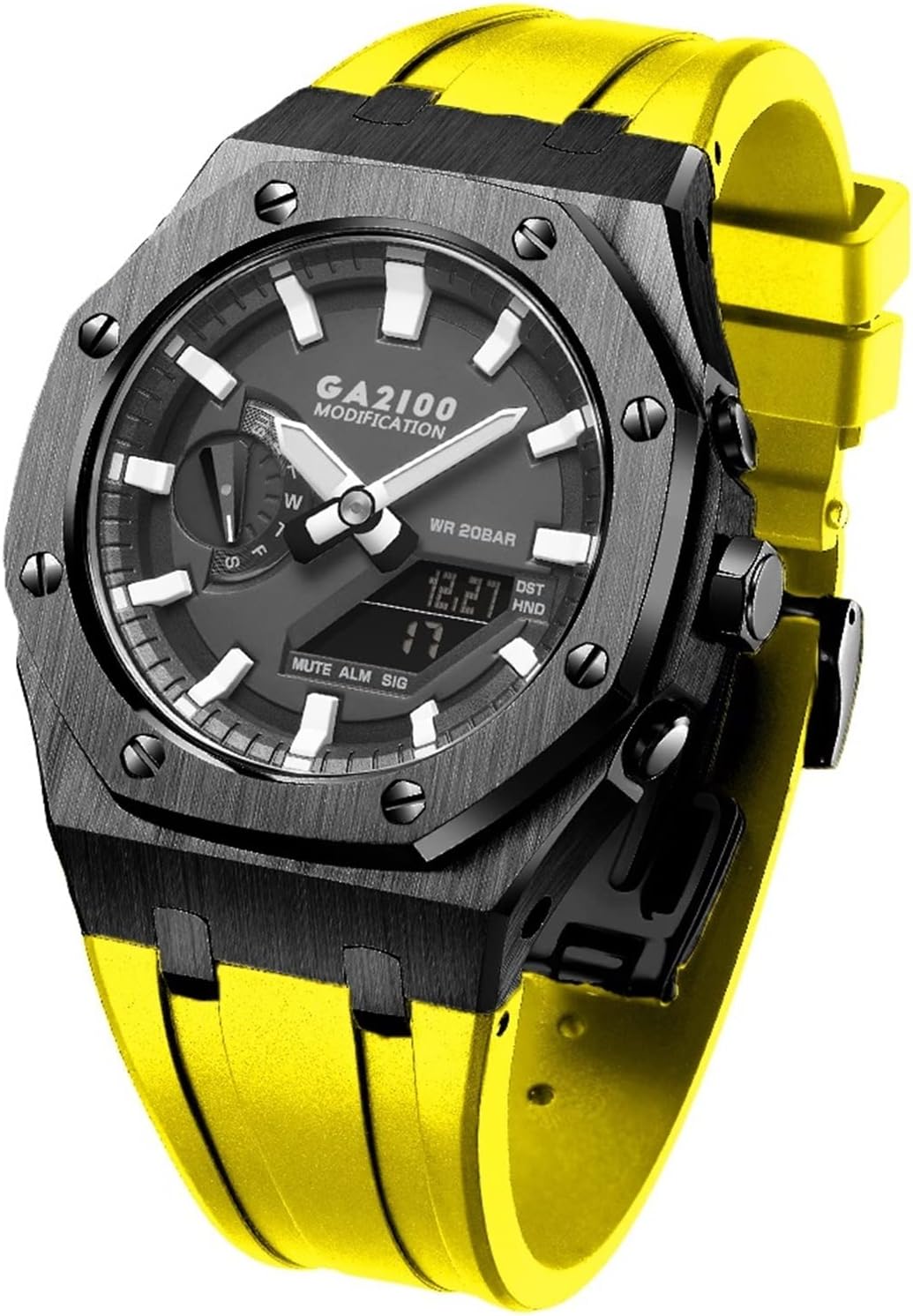 EZZON For GA2110ET-2A Metal Watch Case Silicone Watchband 316 Stainless Steel Modified Accessories MOD Kit