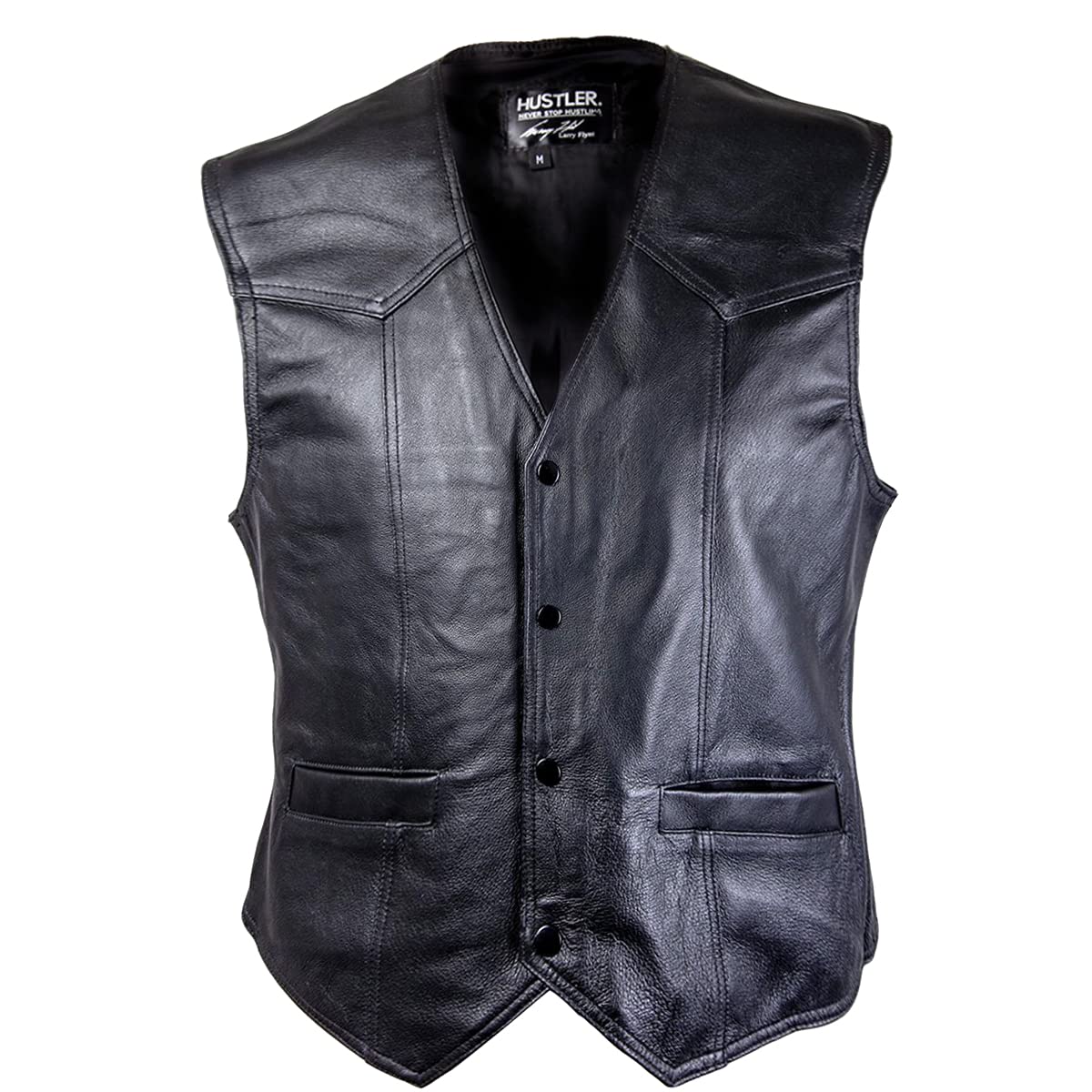 Xelement HSVT 230 Motorcycle Leather Vest For Men - Hustler 1974 - Premium Genuine Biker Club Gilet (XX-Large)