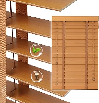 2" Slats Wood Blinds for Indoor Windows, Custom Wood Window Blinds, Wooden Venetian Horizontal Blinds & Shades for Indoor Windows, Office, Living Room, Bedroom