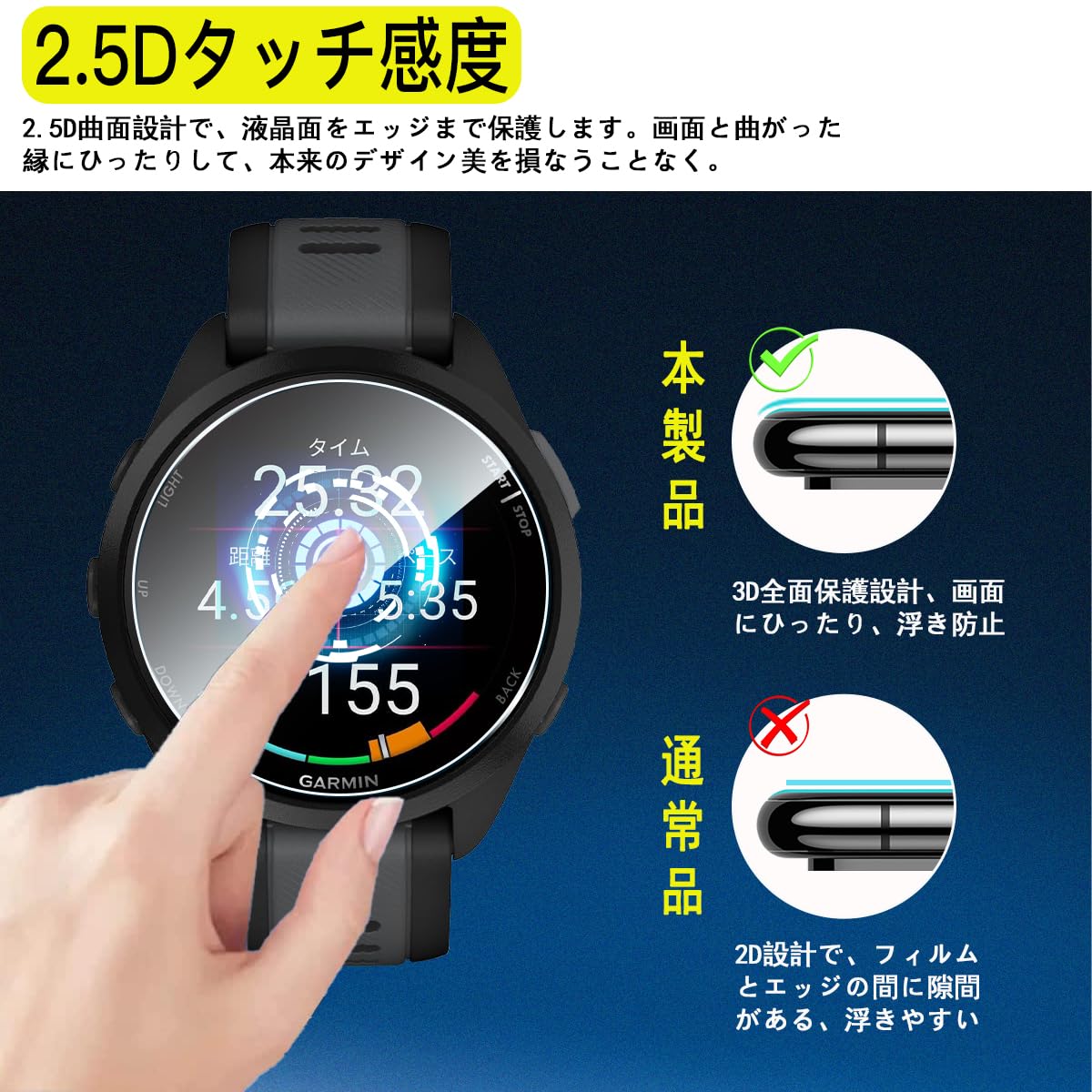 Amazon.co.jp: 対応 GARMIN Forerunner 165/165 Music ガラスフィルム 
