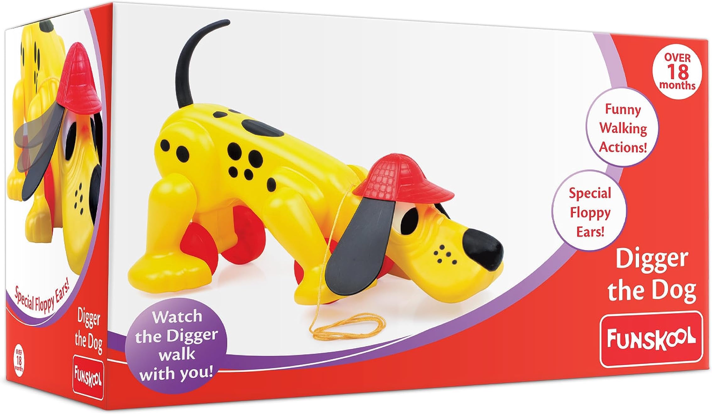 Giggles Funskool Pull Along Digger The Dog, Activity & Learning Toys for Babies, Toddlers, for Baby Boys & Girls, Encourage Walking, Improve Balance, Multicolour, Gift Set for Kids, Ages 12+ Months