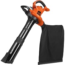 BLACK+DECKER 3-in-1 Electric Leaf Blower, Leaf Vacuum/Mulcher, Up to 250 MPH, Premium Disposable System, Corded, 12-Amp Handheld Lightweight Corded Electric Combo (BV6600)