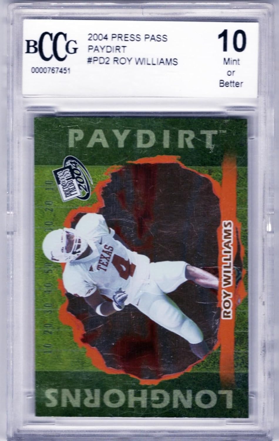 Roy WIlliams Graded Card 10 Mint or Better Paydirt Rookie Card Collectible Football Card - 2004 Press Pass Football Card #PD 2/12 (Lions)