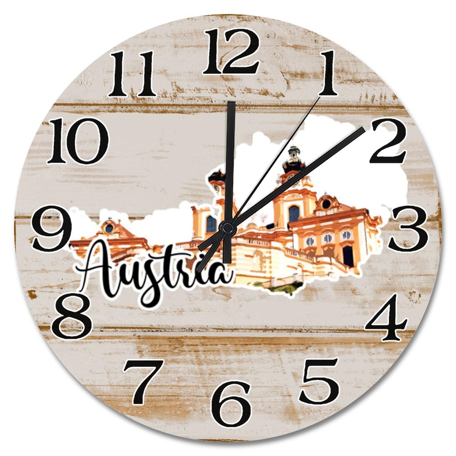 Horloge murale paysage urbain de l'Autriche, décoration moderne pour cuisine et salon