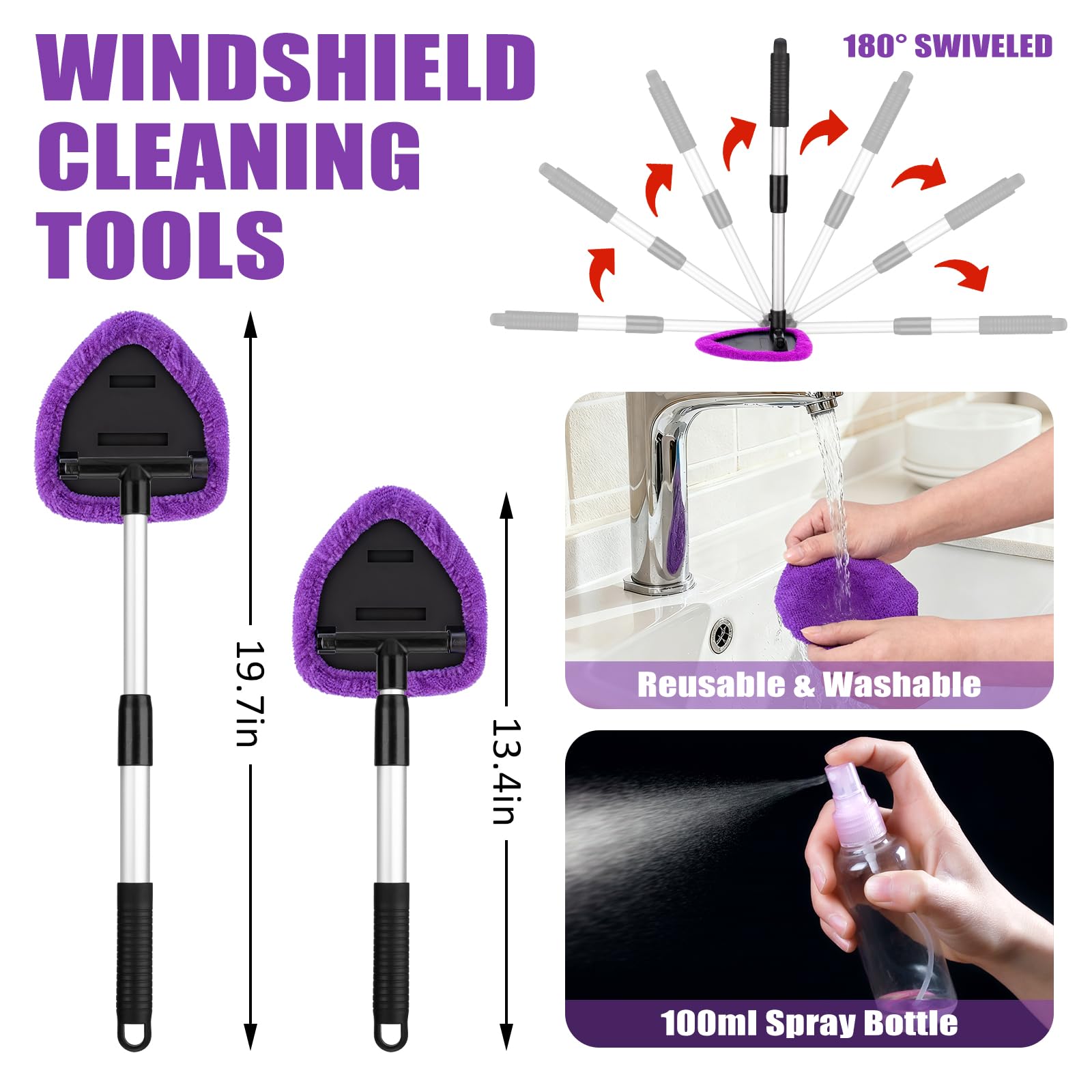 Herramienta de Limpieza de Parabrisas, Kit de Detalles Interiores de Coche, Cepillo de Detalles, Toallas, Plumero, Kit de Limpieza Interior de Coche para caravanas, Camiones, remolques