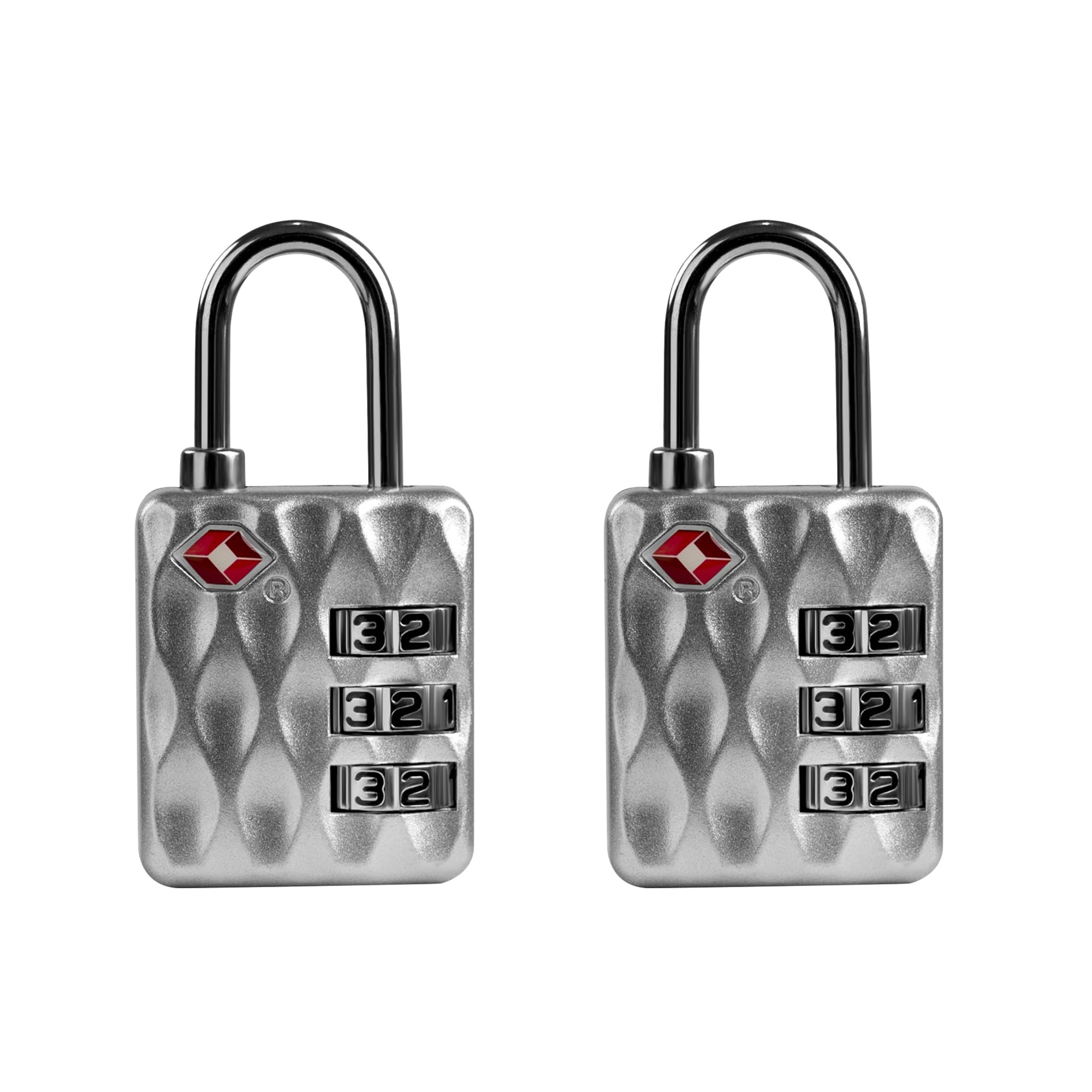 Up Security Silver+Silver Tsa-Approved Combination Padlock For Luggage & Travel - Durable, Resettable, Compact Tsa Lock, Combo Lock For Suitcase, Cabinet, Gym Locker, Gun Case, Box (Silver+Silver)