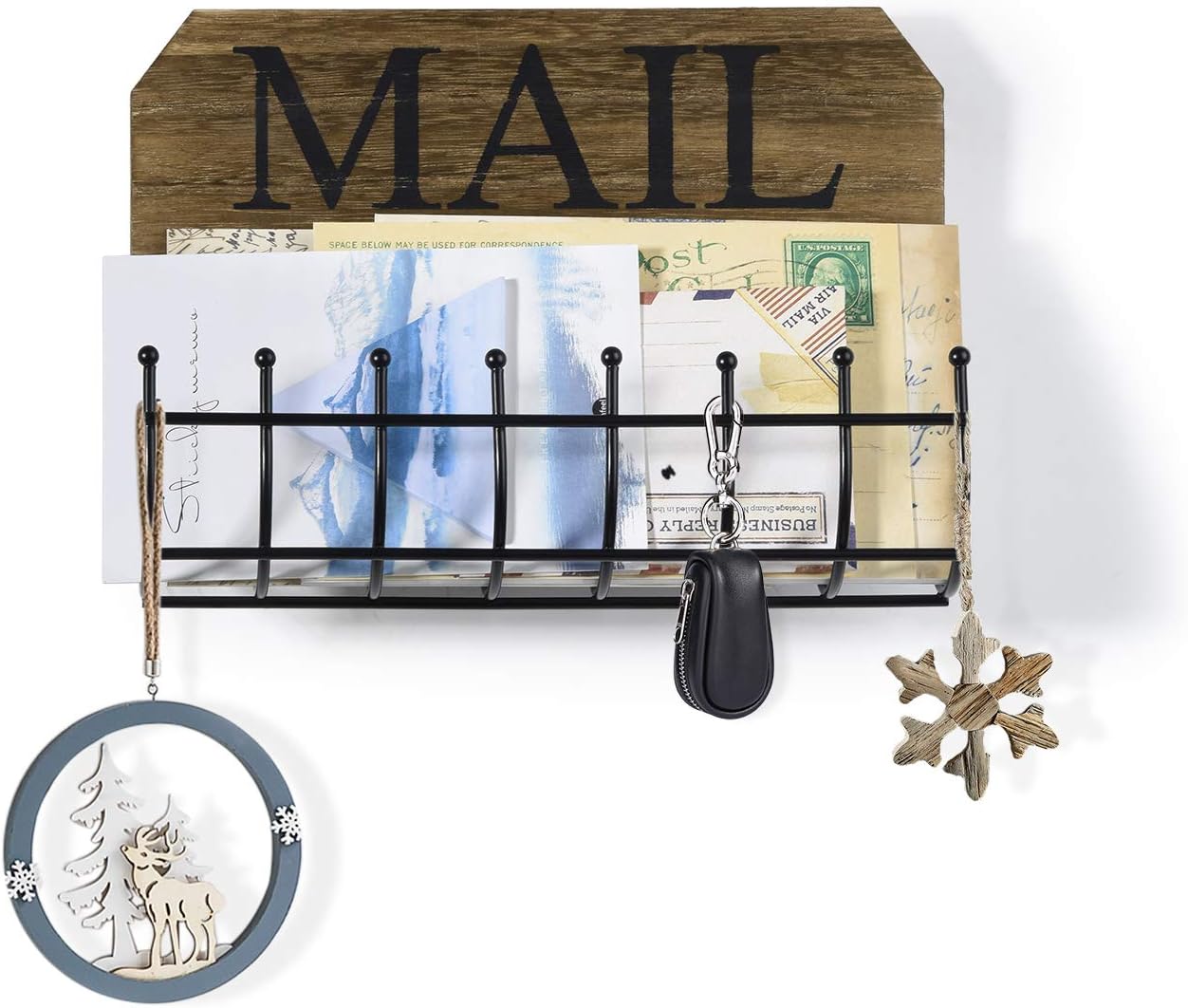 SRIWATANA Rustic Mail Holder Organizer, Key Holder Wall