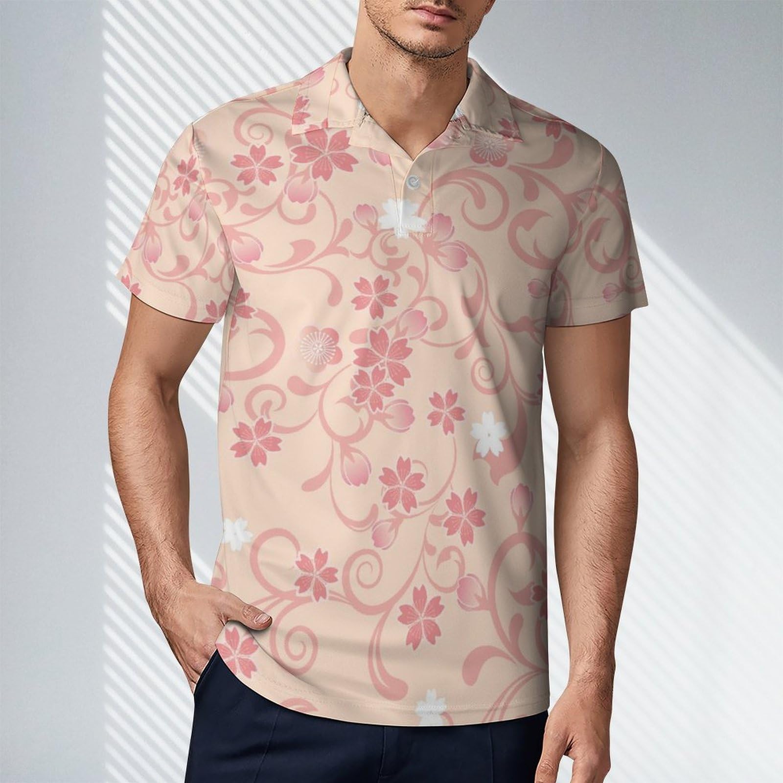 Amazon.co.jp: Tシャツ メンズ 半袖 ポロシャツ さくら 桜 花柄