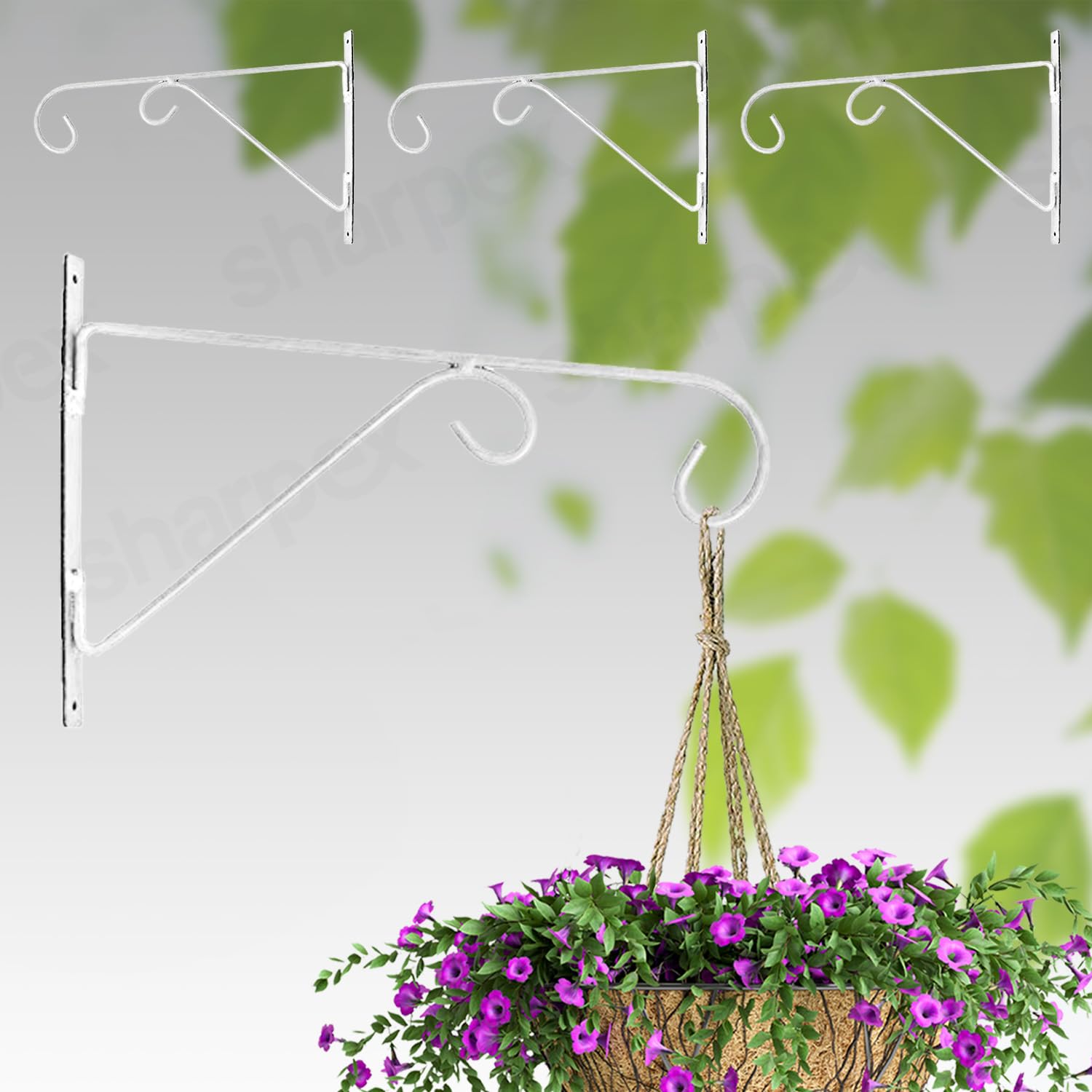 Sharpex Wall Mounted Metal Bracket | Decorative Wall Hook Plant Hanger for Hanging Pots, Bird Feeders, Flower Baskets, Planters, Lanterns, Lamps, and Wind Chimes for Indoor/Outdoor Use (White, 4 Pc) (B07ZD96FF9) Amazon Price History, Amazon Price Tracker
