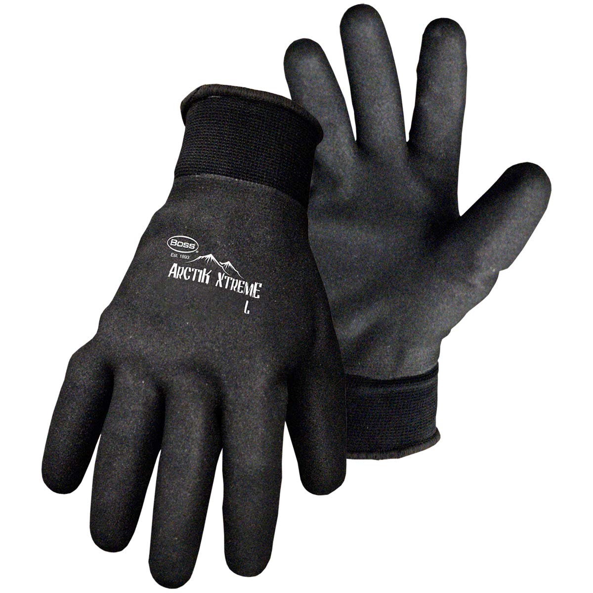 BOSS 7841L Artik Xtreme Fully Coated Nitrile Palm Glove, Large, Black