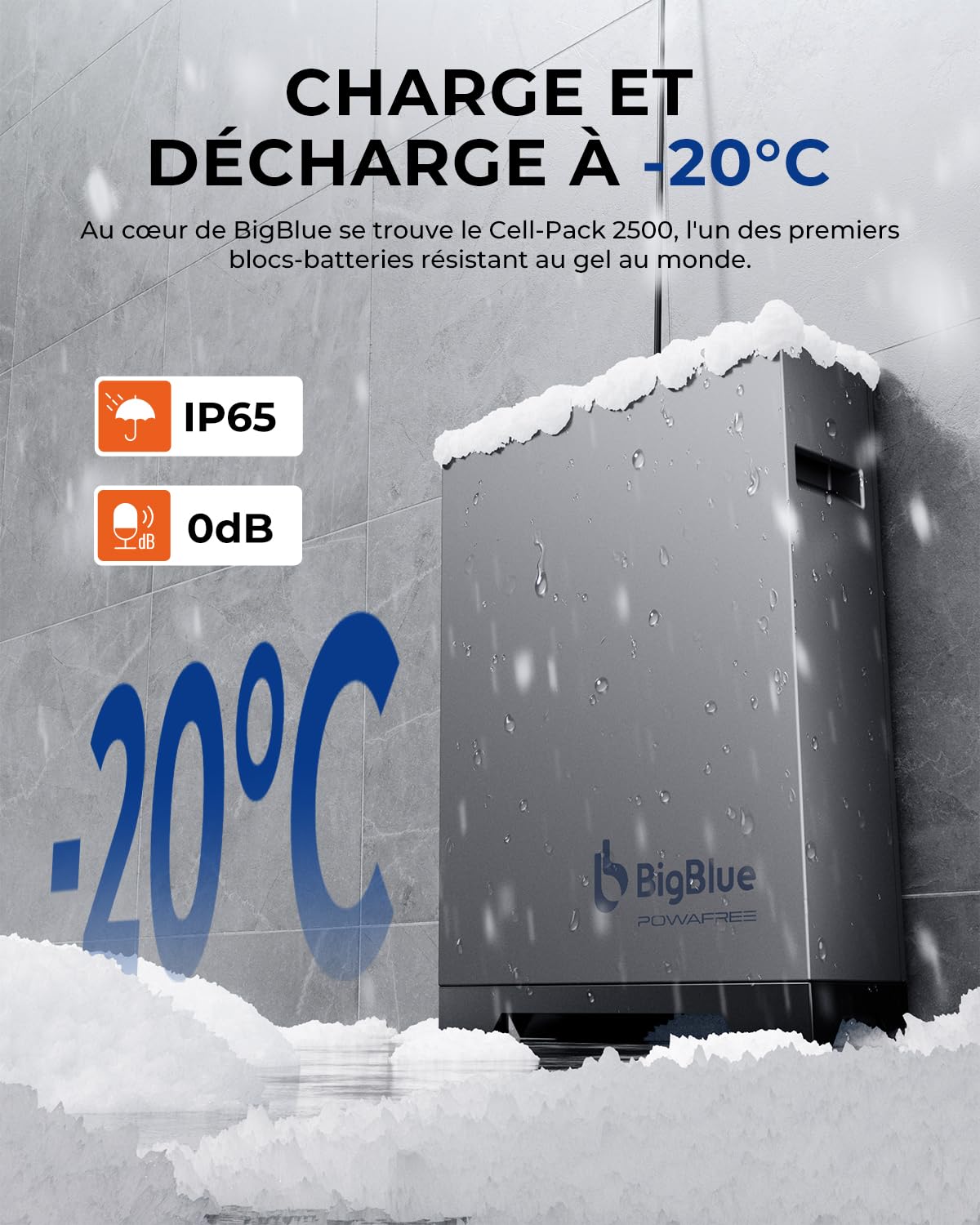 【Fonctionne à -20 °C et 2,56kWh-Batterie LiFePO4】BigBlue Powafree Station Électrique pour Balcon, IP67 Étanche, 3 Traceurs MPPT avec Entrée Solaire 800W, Plug & Play, Contrôle par APP
