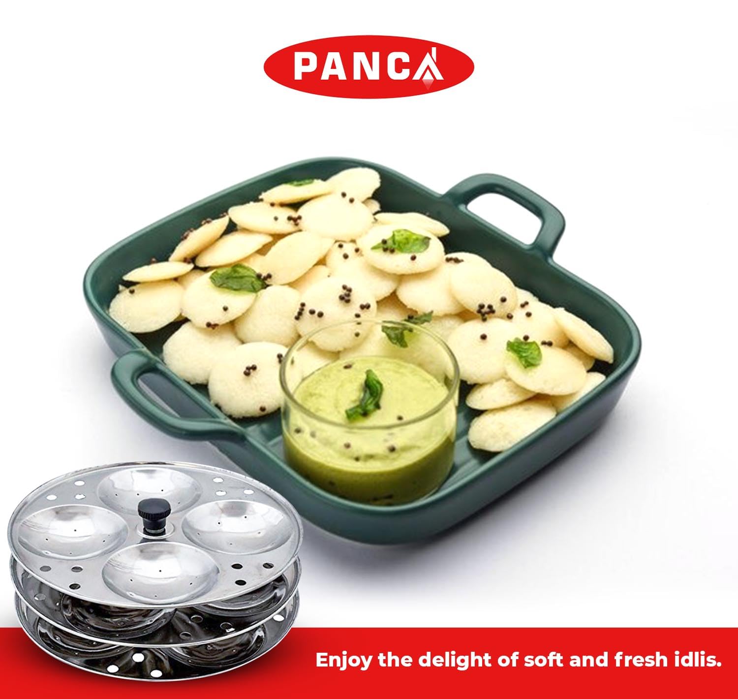 PANCA Stainless Steel Non Stick Idli Plates Idli Maker| Idli Stand with Holes for Pressure Cooker, 3 Plate, 7 Liter, Silver