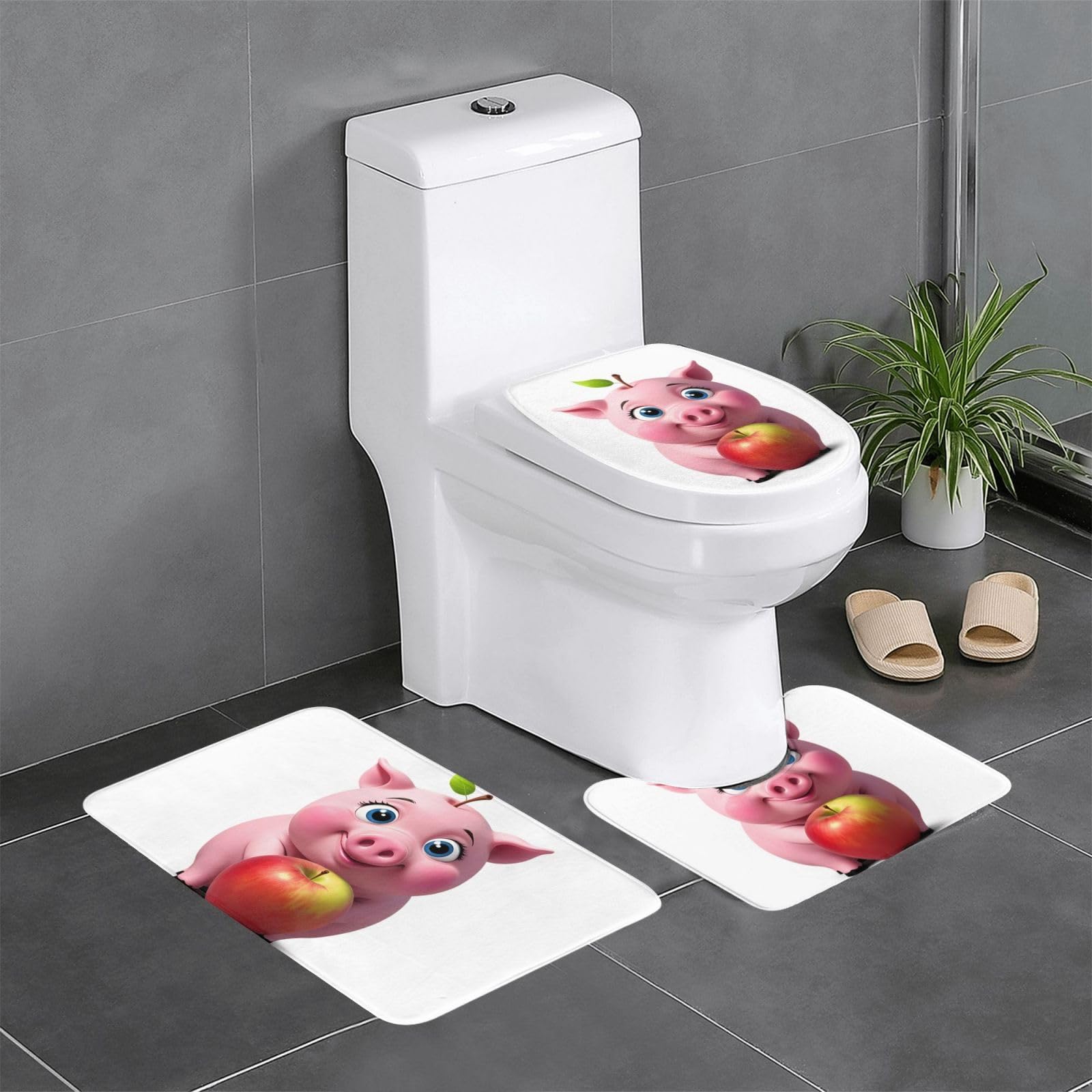 Lot de 3 tapis de salle de bain antidérapant WC toilette contour U et O