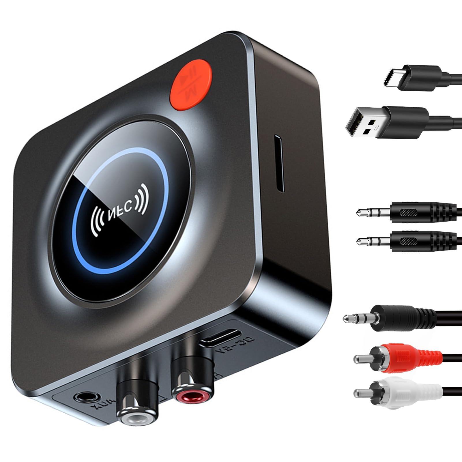 Ricevitore Bluetooth 5.3 HiFi, Adattatore Bluetooth AUX per Stereo Casa, Altoparlante, Amplificatore HiFi, con RCA/AUX Jack 3,5mm per Stereo Casa, Altoparlante, Amplificatore