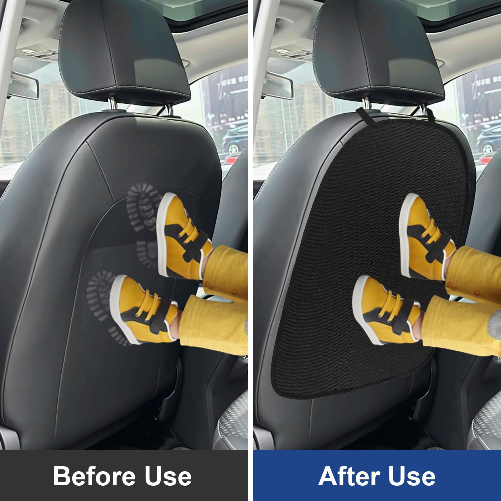 2 Piezas Protector Asiento Coche Respaldo Protector de Asiento de Coche Impermeable Protector Silla Coche Bebe Funda Asiento Coche Delantero Kick Mats Protección Fundas para Asientos de Coches y SUV
