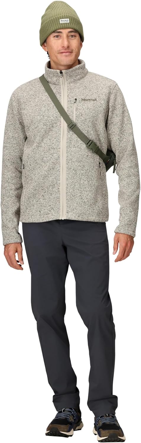 MARMOT Men's Drop Line Full Zip Sweater Knit Jacket, Birch Bark Heather, Large - Image 3