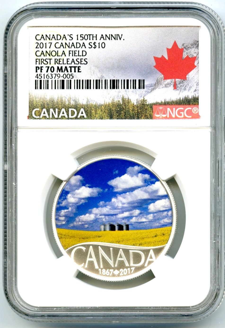 2017 Canada Silver Proof 150TH ANNIVERSARY CANOLA FIELD FIRST