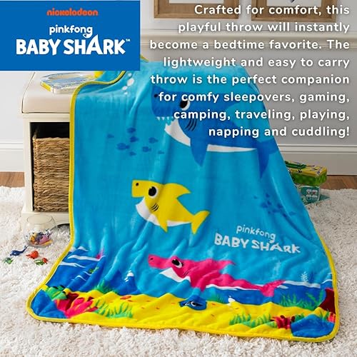 Miniatura 2 de Franco Baby Shark - Ropa de cama para niños, manta de seda supersuave al tacto, 40 x 50 pulgadas, (producto oficial con licencia)