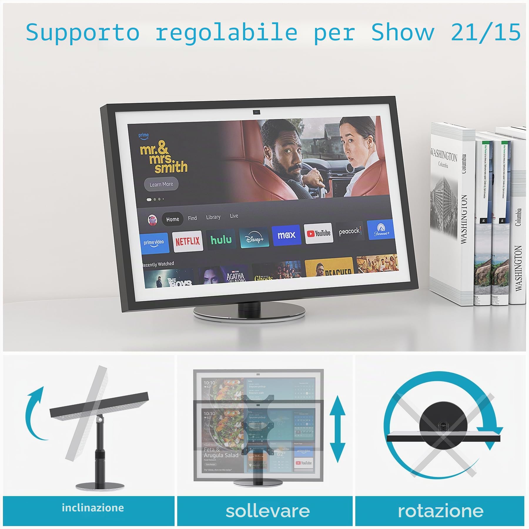 Premium Swivel & Tilt Stand for Show 15/21, Matte Black Aircraft Grade Aluminum Regolable Show 15 Stand, 6.3-9.5" Height Adjustable, No Tools Required, Stable Centered Rod Design for Workshop