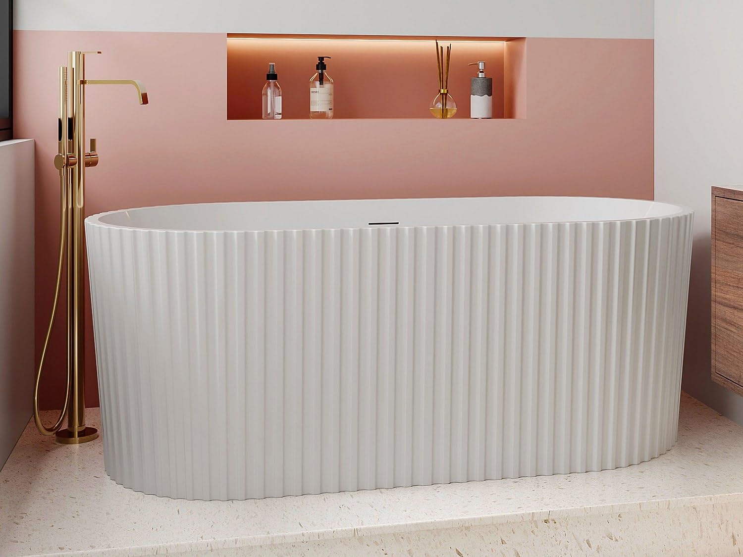 Vente-unique - Vasca da bagno freestanding 1 posto Aliena - acrilico - bianco